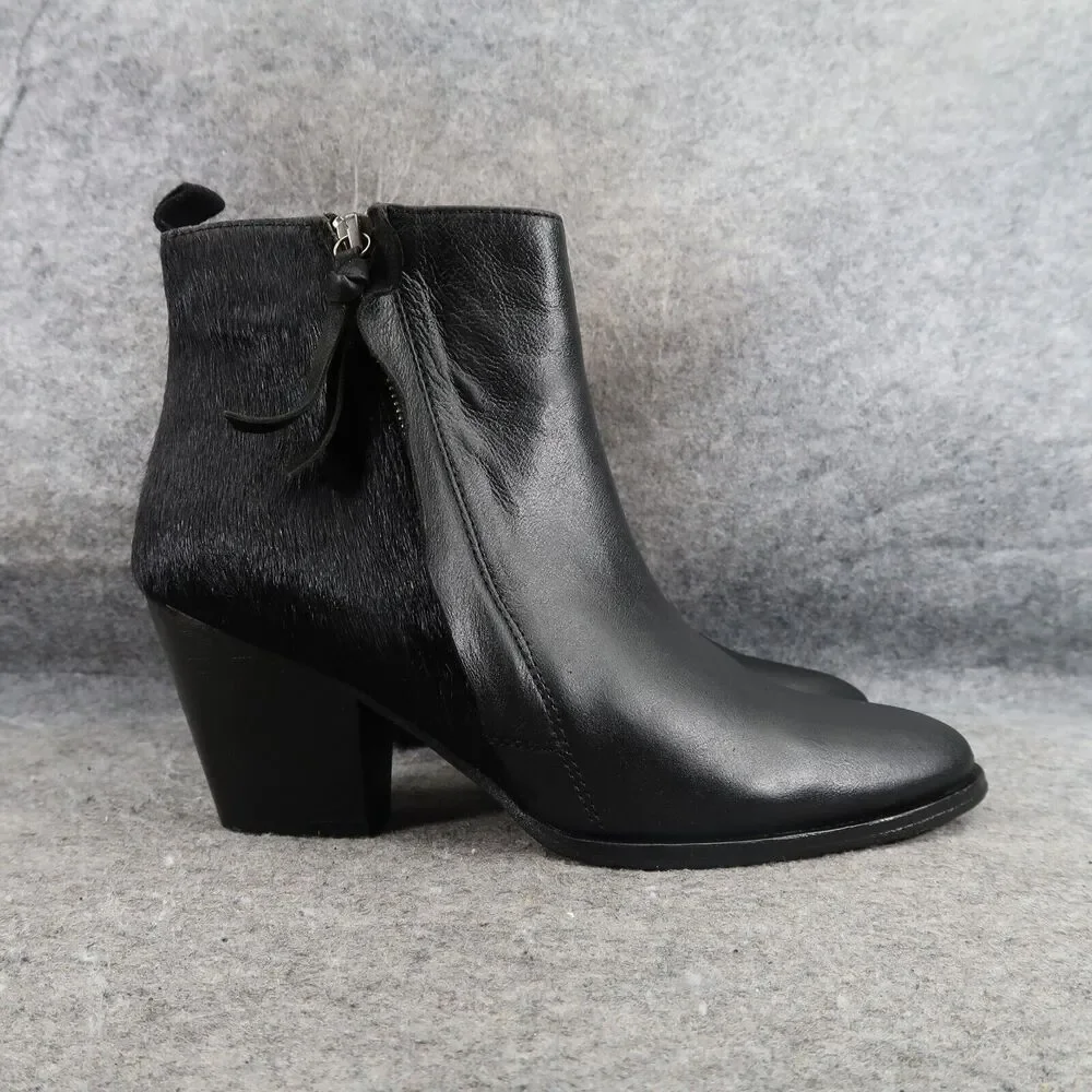 Jigsaw Shoes Womens 40 Booties Leather Calf Hair Fashion Classic Timeless Black